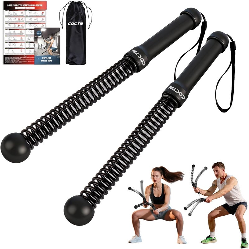COCTN Weighted Ropeless Battle Ropes, Heavy Duty Portable Cordless Battle Ropes for Home Gym with Poster, Workout Exercise Rope for Strength Building, HIIT and Low-Impact Aerobic Training for Men & Women - Image 1